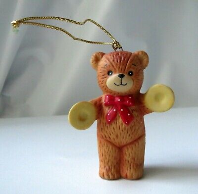 Cute Lucy & Me Christmas Bear Ornament W/ Cymbals Lucy Rigg 1980 -  Enesco