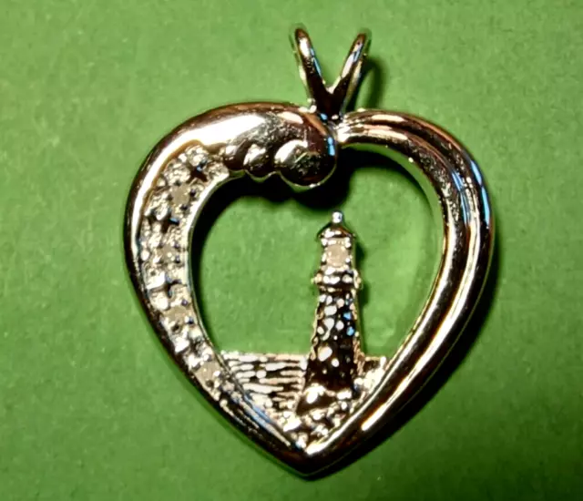 VINTAGE DIAMOND BGE sterling silver 925 Heart Pendant Necklace