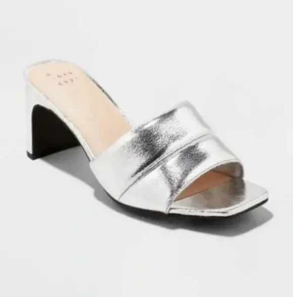 A New Day-Women's Silver Slip-on Open-toe Sandals size 10