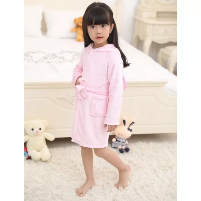 Bébé Fille Rose 3D Animal Licorne Peignoir Robe de Chambre Polaire Pyjama 2-13