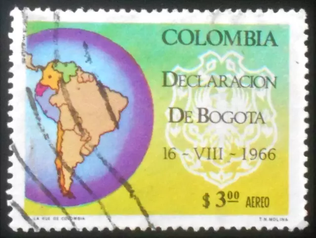Colombia - Colombie - 1967 Air mail 3 $ Declaration Bogotá 16-08-1966 used (111)