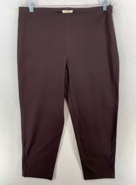 EILEEN FISHER Pants Petite Large Stretch Organic Cotton Slim Ankle Twill Brown