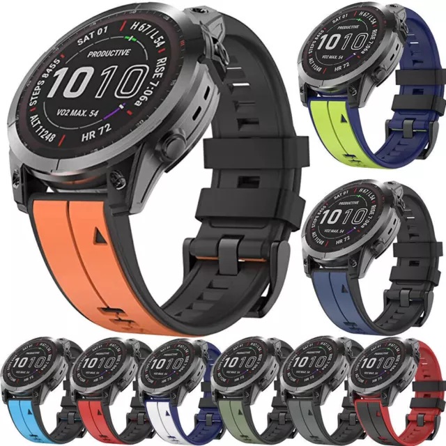 Quickfit Silicone Watch Band Strap For Garmin Fenix 7 7X 6 6X Pro 5 5X Plus 3HR