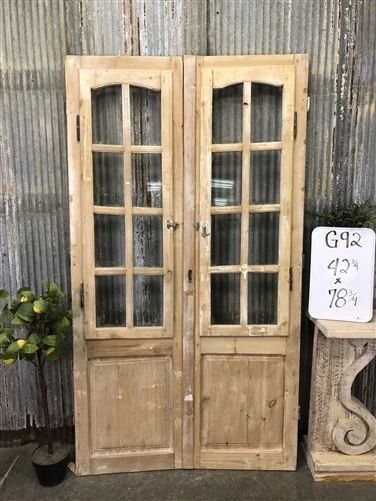 Antique French Double Doors (42.75x78.75) 8 Pane Glass European Doors G92