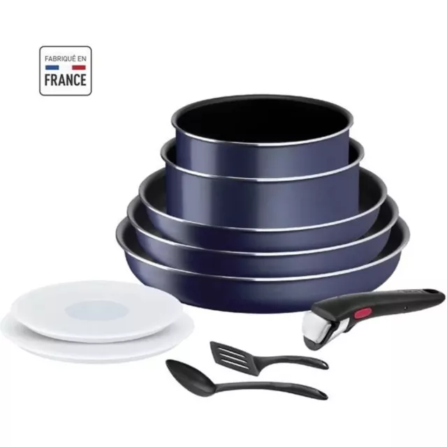 TEFAL INGENIO Batterie de cuisine 10 pièces, Revêtement antiadhésif, Poêle, Cass