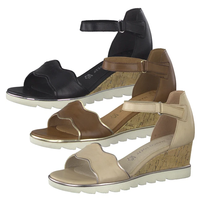 Marco Tozzi Sandales pour Femmes Cuir Sandales Talon Compensé 2-28725-26