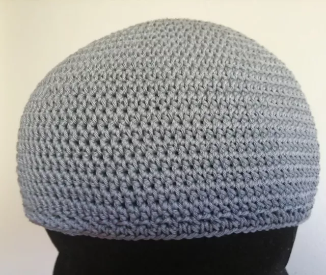 CAPPELLO UOMO DONNA GRIGIO COTONE PAPALINA ZUCCOTTO berretto coppola cuffia kufi 2