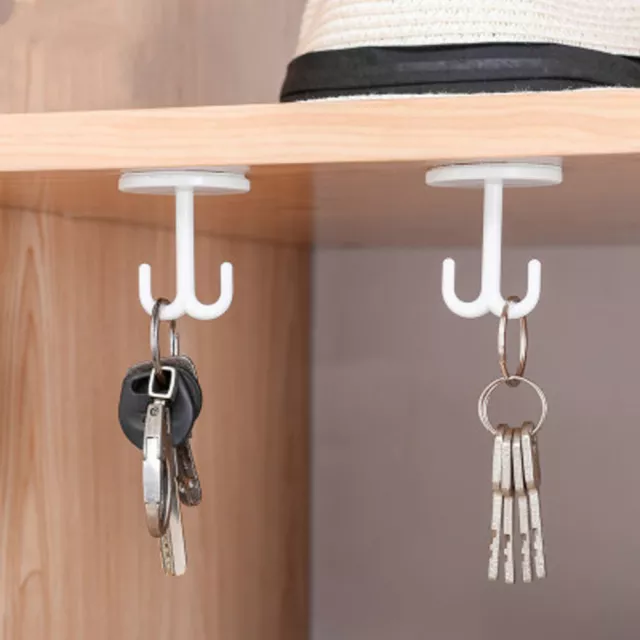 6 PCS Wardrobe Hook under Shelf Cup Hanger Double Prong Coat Hooks Nail Free 3