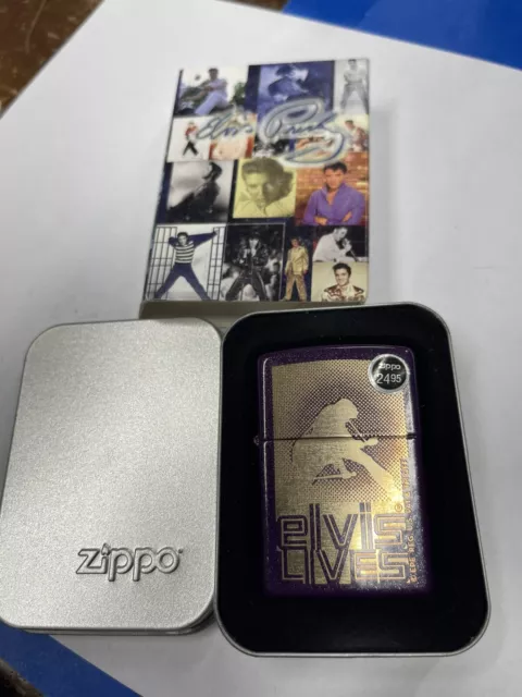 Zippo 2006 Elvis Presley Lives Purple Shimmer Lighter Sealed In Box R224