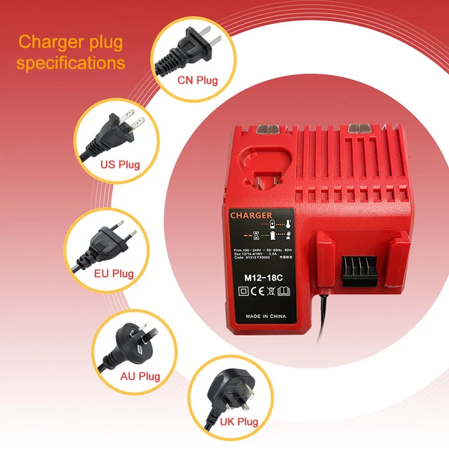 Double Port Charger Universal Dual Port Charger 12V 14V 18V for UL/VDE/3C/GS/SAA