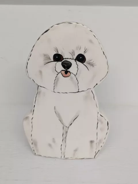 Dogs By Nina Bichon Frise Dog Ceramic Art Vase White Cute Animal Lover