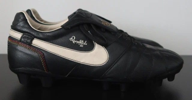 Mens Nike Tiempo FG Ronaldinho R10 2007 Black Leather Football Boots - UK 10