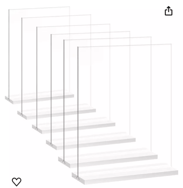 8.5x11 Acrylic Sign Holder (6 Pack) Clear Stands for Display 8 1/2 x 11