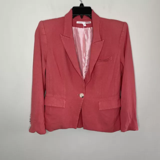 VERONICA BEARD Jacket Womens 10 Danielle Dickey Melon Pink One-Button Blazer