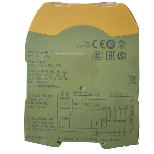 PNOZ S4 750104 For PILZ Safety Relay 24V