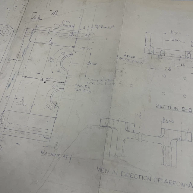 VINTAGE 1960S TECHNICAL Drawing Art Junk Engineer Machine Gearbox Car