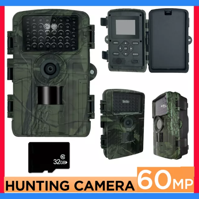 WIFI Outdoor Trail Wildlife Camera 60MP 32GB Trap Game Hunting Cam Night Vision