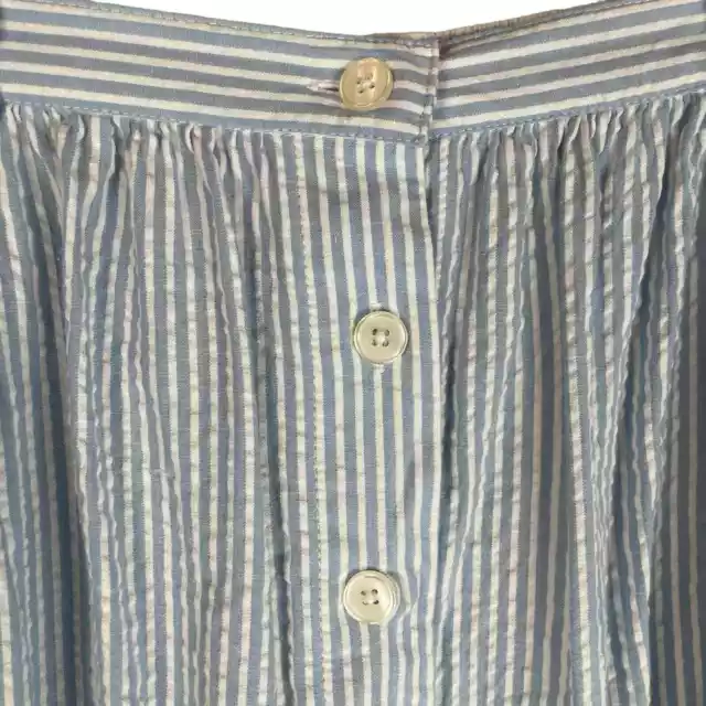 Vintage blue white seersucker midi skirt pockets 3
