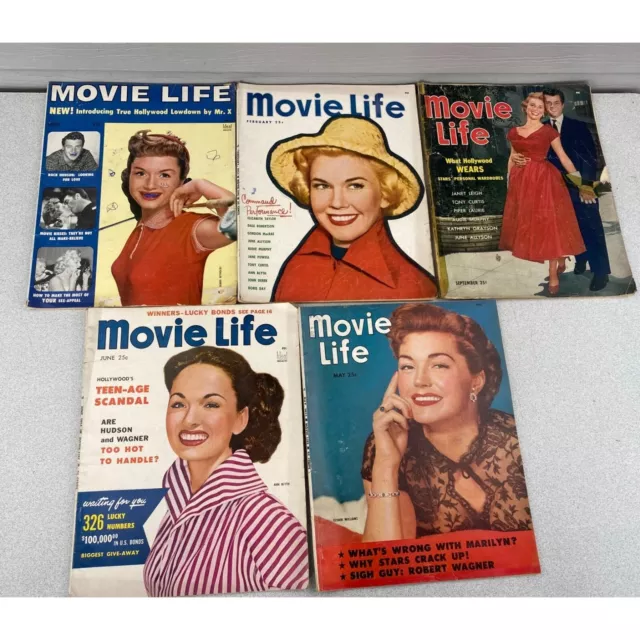 Movie Life Magazines From The 1950s Lot Of 5 Ann Blyth And Others On The Covers