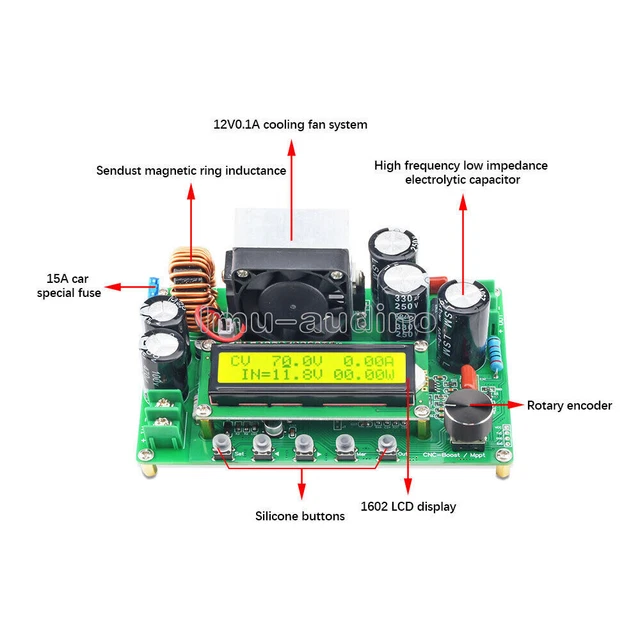 DC-DC DPX800S modulo booster CNC boost CNC 12 V ~ 120 V 0-15 A MPPT regolabile 800 W
