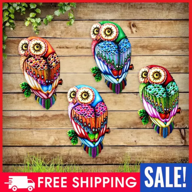 Metal Owls Wall Decors Outdoor Hanging Colorful for Home and Garden Decoration