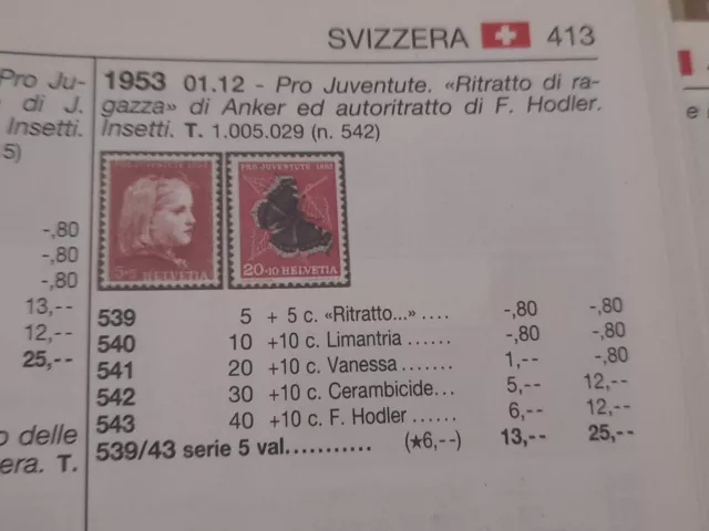 1953 Svizzera Helvetia Pro Juventute Farfalle la Limantria n 540 c 10 + 10 usato 3