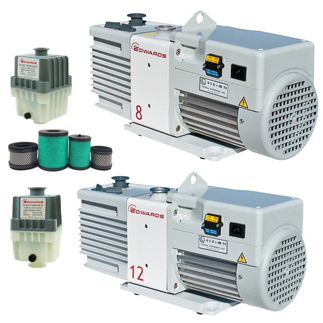 Edwards Rv12 EDWARDS RV8 RV12 Rotary Vane Dual Stage Vacuum Pumps & Oil Mist Filter ...