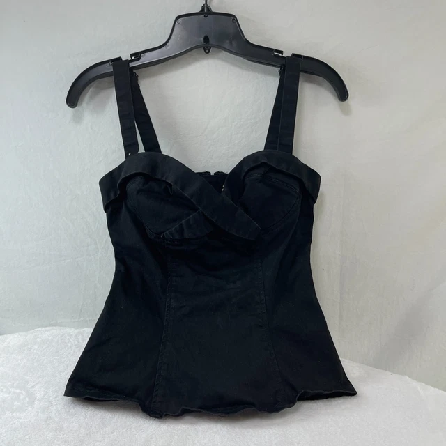 ROYAL BONES BY Daang Pinup Rockabilly Vamp Corset Black Tank Top Sz S