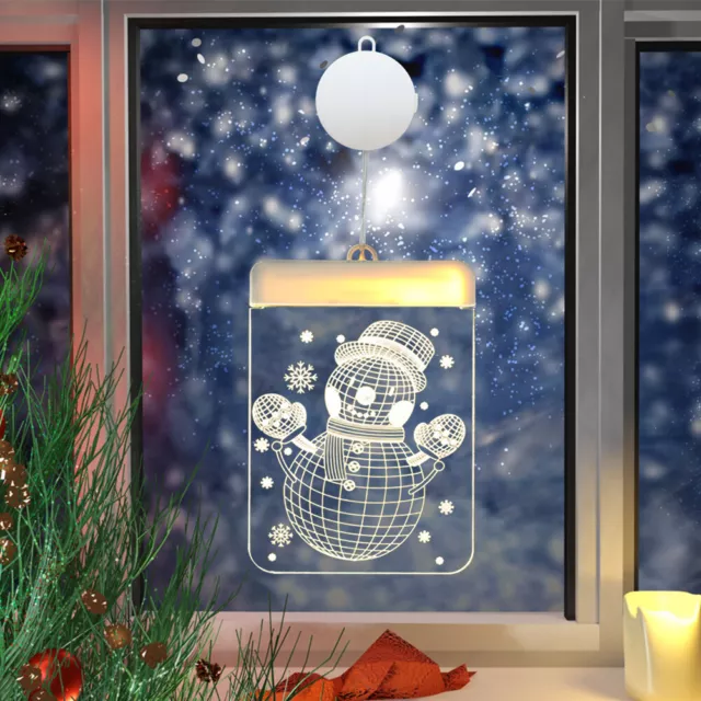 3D Christmas Window Lights Backdrop Decoration Lights Home Decor (Snowman) FR 2