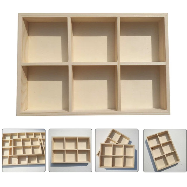 WOODEN UNFINISHED BOXES for Craft Compartments Small Square Six Storage