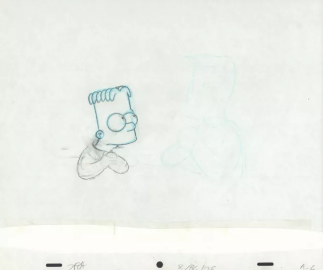 The Simpsons Pencil Animation Art - Bart Praying with Reverend Lovejoy A-6