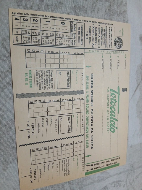 Schedina Totocalcio Spéciale Multiple Système - Années 80 - Originale Neuve
