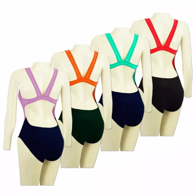 Acclaim Siena Donne Ragazze Racer Schiena Nuoto Costume Nuoto Abito 20% Lycra 3