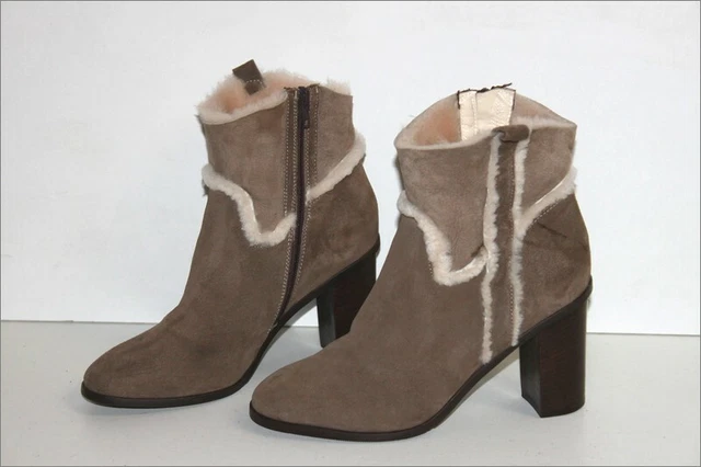 MINELLI  Bottines Boots à Talons Fourrées Daim Marron Taupe T 40 TTBE
