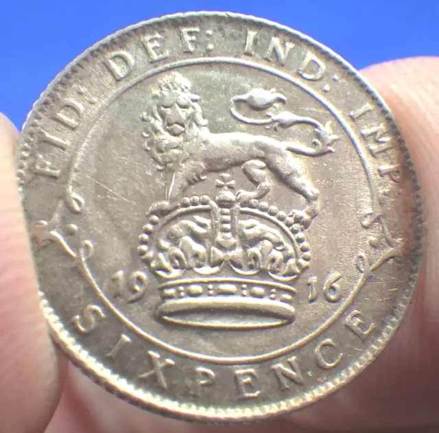 King George V 1916 sixpence gVF some lustre - jwhitt60 coins