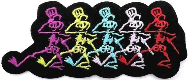 Grateful Dead Dancing Skeletons Embroidered Rock Iron On Patch
