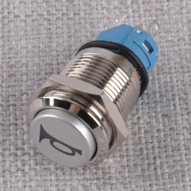 16mm 12V Blue LED Lighted Push Button Metal ON-OFF Lock Switch Control