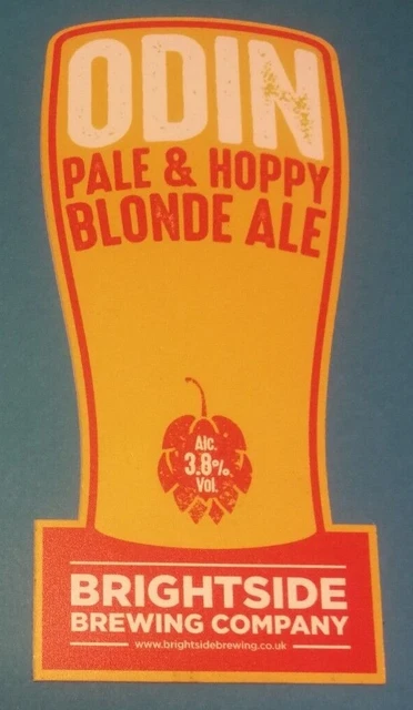 BRIGHTSIDE brewery ODIN cask real ale beer pump clip badge front Manchester