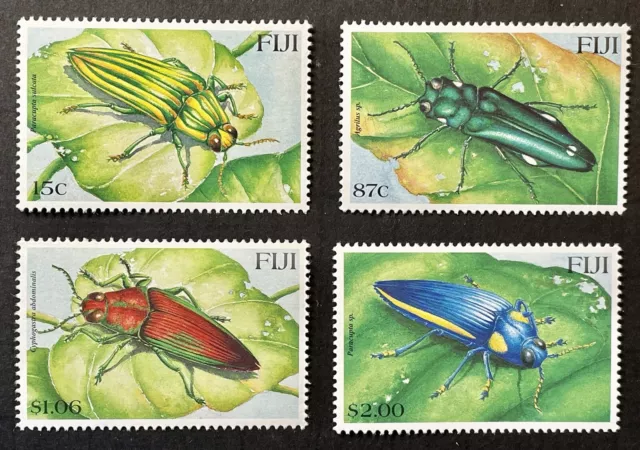 Fiji Beetles Stamps Set 4V 2000 Mnh Insects Bugs Wildlife Nature Sc #878-881