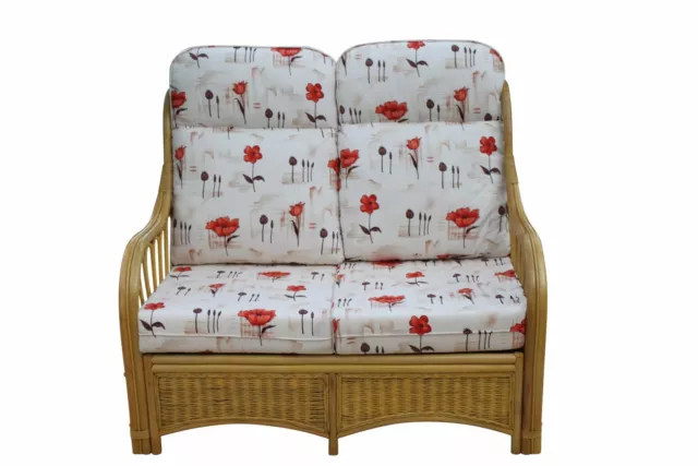 Sorrento Cane Conservatory Furniture -2 Seater Sofa - Poppy Design Fabric