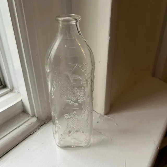 ANTIQUE 1920'S BABY BOTTLE with 2 Kittens on Front 8 OZ