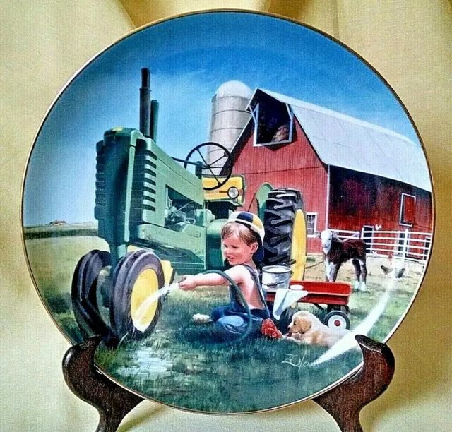 John Deere Plate Clean Shiny Donald Zolan Little Farmhands F8385 Danbury Mint.
