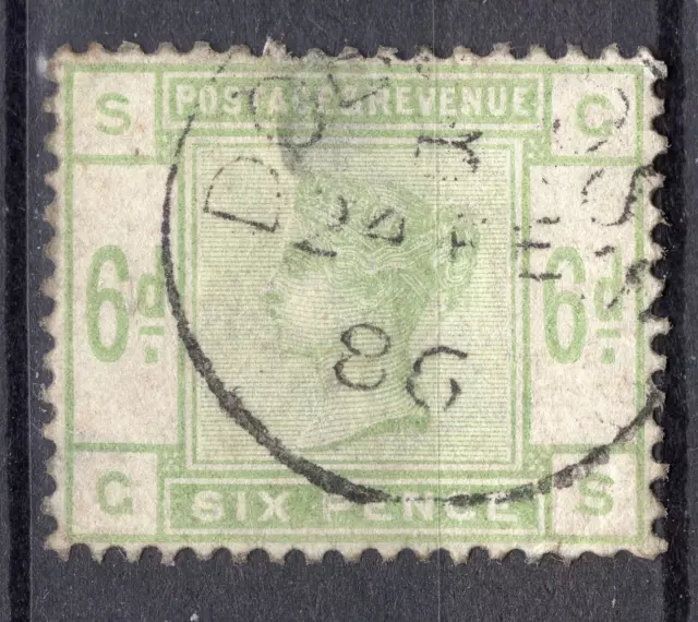 GB QV 1880's 5d green with town 1886 postmark lettered GS thinned