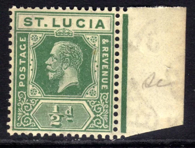 St Lucia 1921 - 31 KGV 1/2d Green Umm SG 91 ( L1196 )