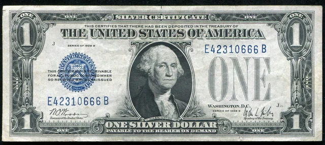 Fr. 1602 1928-B $1 One Dollar “Funnyback” Silver Certificate Extremely Fine