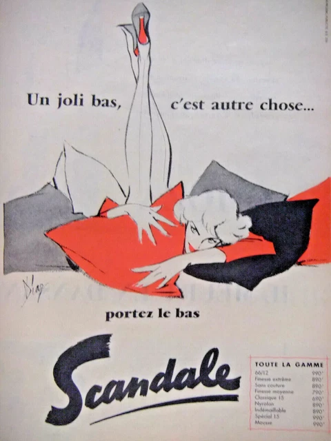 Publicité De Presse 1956 Scandale Un Joli Bas - Diaz - Advertising