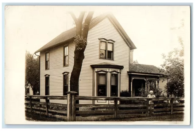 c1910's Home View Amboy Illinois IL RPPC Photo Unposted Antique Postcard