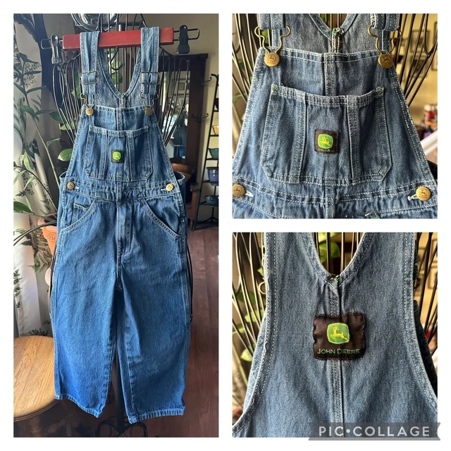 John Deere Kids Childrens Overalls Size 6 Front & Back Logo  Excellent