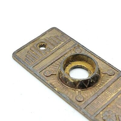 Vintage Ornate Cast Iron SINGLE Doorknob Skeleton Key Back Plate 5" x 1 3/8" 2