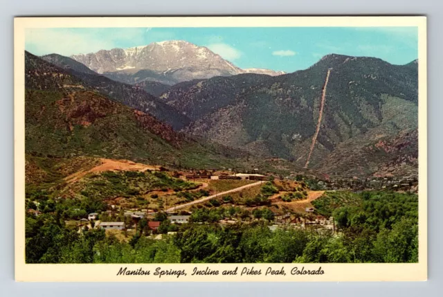 Incline And Pikes Peak CO-Colorado, Manitou Springs, Scenic, Vintage Postcard